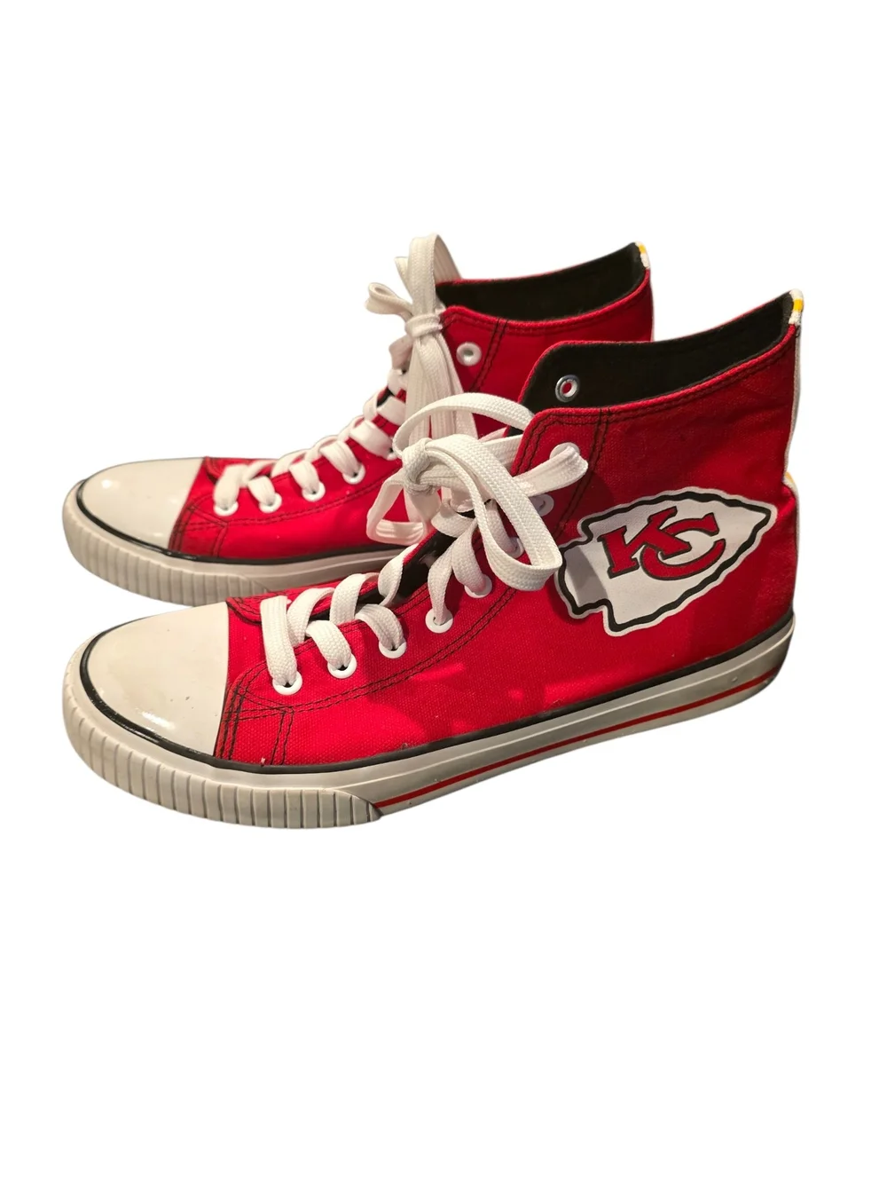 Kansas City Chiefs High Top Canvas Sneakers | NFL Lace-Up Shoes Red White